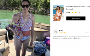 Beautiful World Print One Piece Swimsuit real customer review