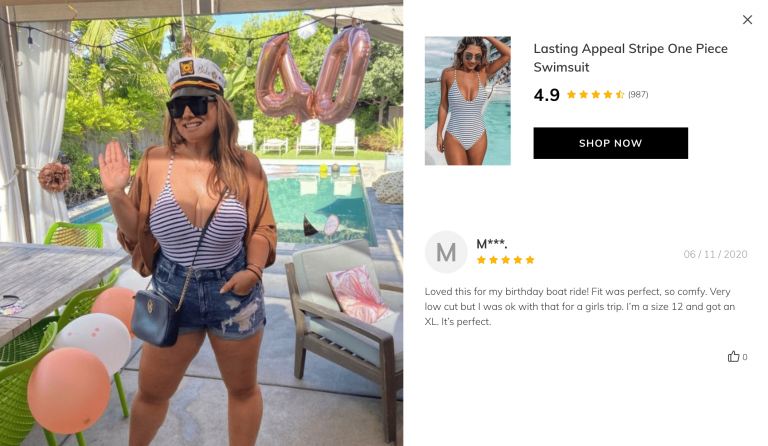 Review of Lasting Appeal Stripe One Piece Cupshe Swimsuit real customer 1