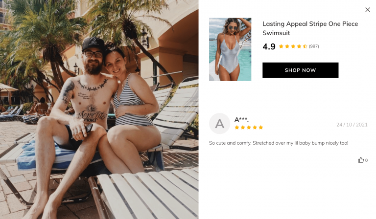 Review of Lasting Appeal Stripe One Piece Cupshe Swimsuit real customer 3