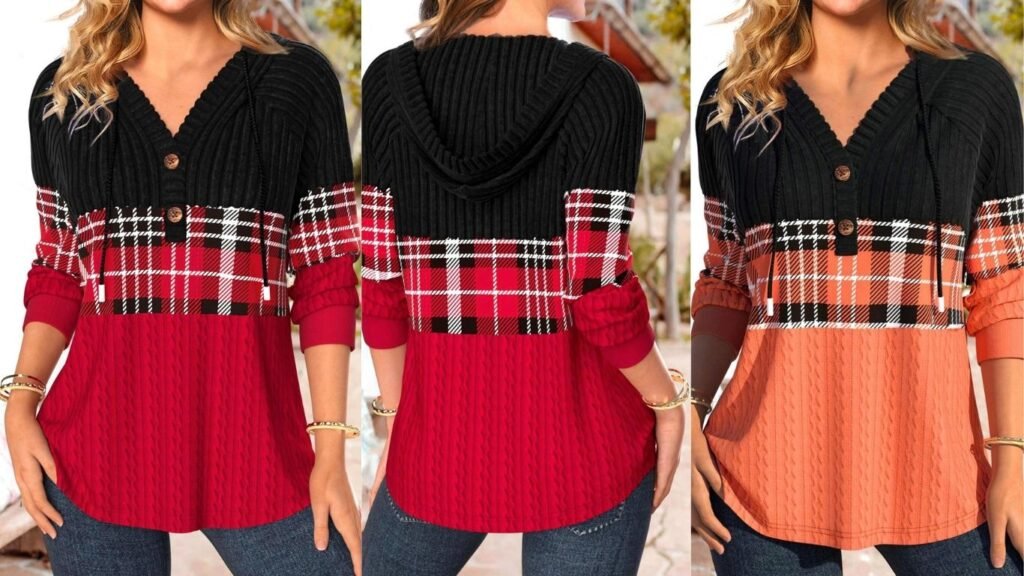 Red Patchwork Plaid Long Sleeve