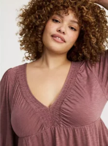 Torrid Plus Size Deep V-Neck Long Sleeve Mini Dress – Chic & Flattering