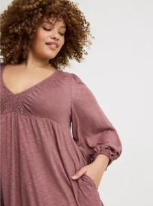 Torrid Plus Size Deep V-Neck Long Sleeve Mini Dress – Chic & Flattering