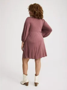 Torrid Plus Size Deep V-Neck Long Sleeve Mini Dress – Chic & Flattering