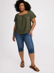 Plus size flutter sleeve shirt for women