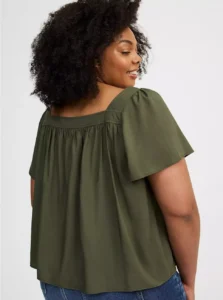Flowy challis top with flutter sleeves from Torrid