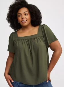 Torrid Women’s Plus Size Challis Flutter Sleeve Top