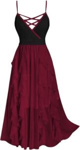 ROSE GAL Plus Size Lace Ruffle Maxi Dress