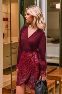 Cupshe Dance Floor Ready Red Mini Dress front view on model