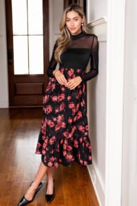 Lovers Only Floral Midi Dress for Women – Romantic Floral Print Midi Dress