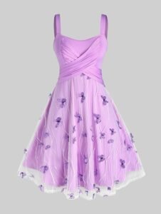 Rosegal Knee-Length A-Line Sundress with fluttery tulle skirt
