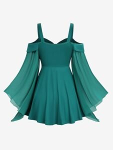 ROSE GAL Plus Size Cold Shoulder Ruffle Bell Sleeve Swing Top – Elegant Fall Top for Curvy Women