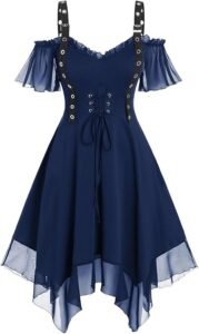 Plus size gothic cocktail wrap dress by ROSE GAL