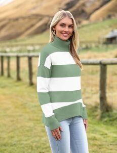Model wearing Zeagoo chunky knitted pullover