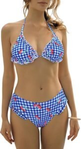 ZAFUL Floral Ruffle Triangle Bikini Set front view