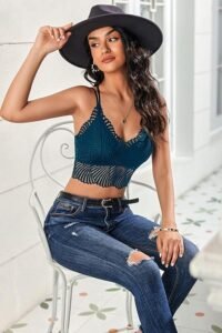 Avidlove Lace Bralette for Women – V Neck Racerback Adjustable Crop Top