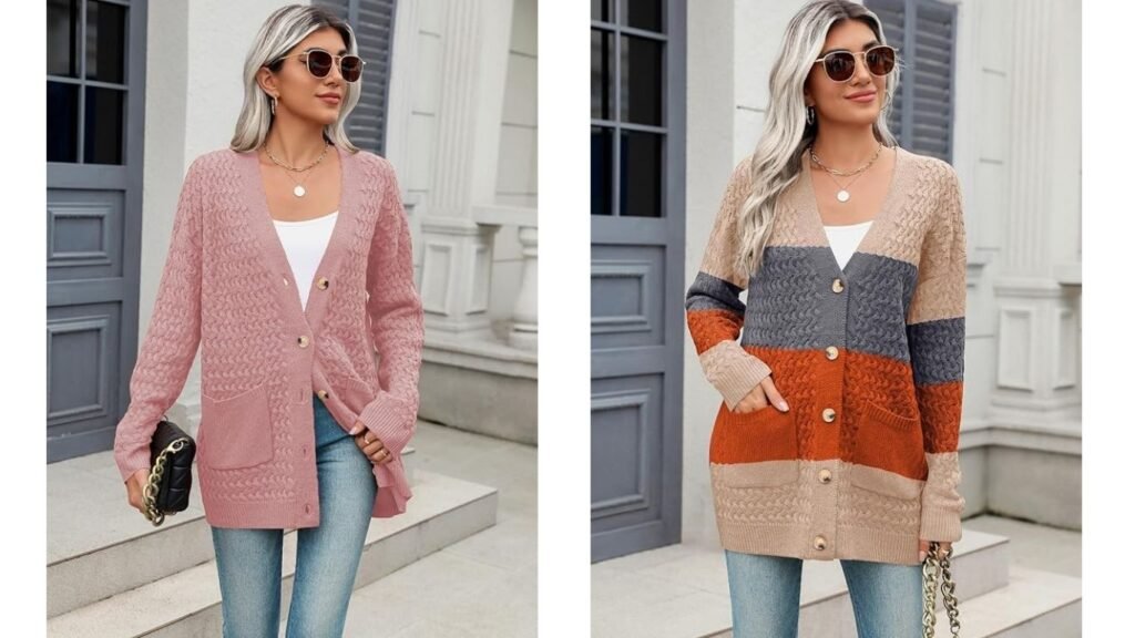 Long Sleeve Chunky Cable Knit Cardigan Sweater