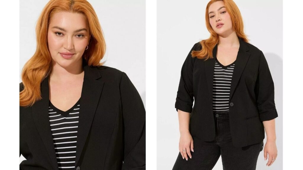 Torrid Women’s Plus Size Parker Studio Crepe Blazer – Stylish Workwear Jacket for Curvy Women