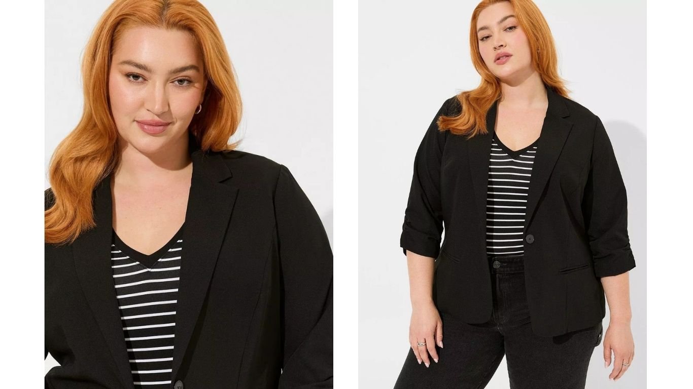 Torrid Women’s Plus Size Parker Studio Crepe Blazer – Stylish Workwear Jacket for Curvy Women