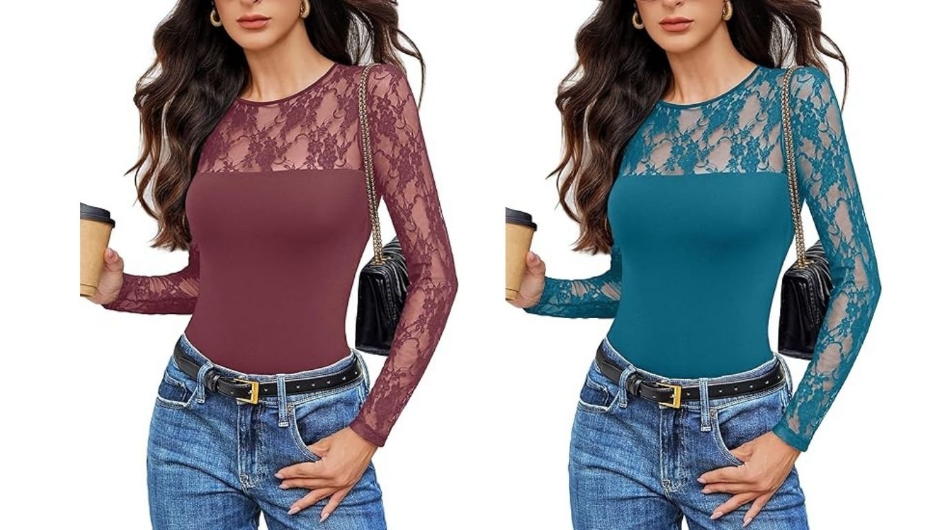 Avidlove Long Sleeve Bodysuit – Soft Sleek Stretchy Fabric, Front View