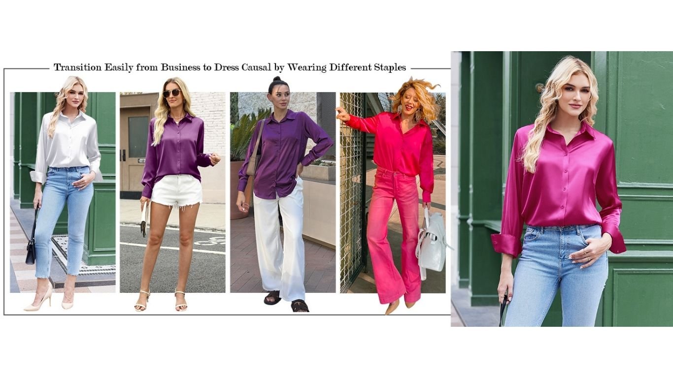 Zeagoo Satin Blouse for Women – Silk Button Down Shirt