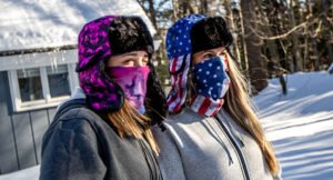 S A Company Snow Camo Trapper Hat with faux fur lining and ear flaps for men and women