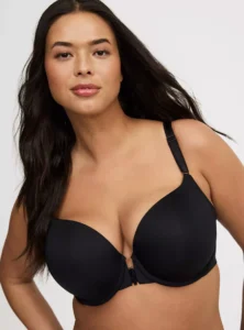 Torrid Perfect T-Shirt Front-Close Bra in Rich Black front view