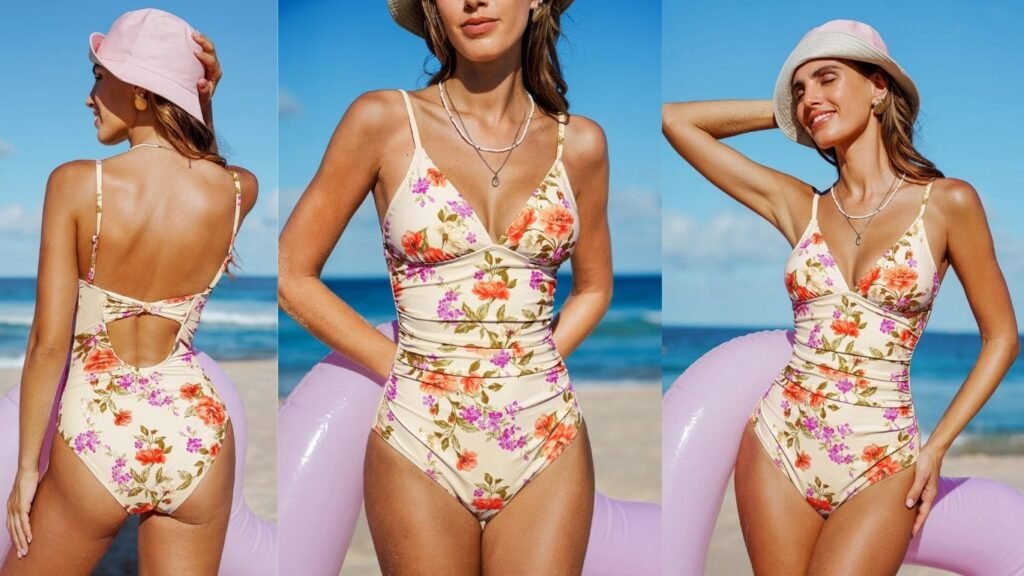 Cupshe floral one-piece swimsuit shaping and supportive fit