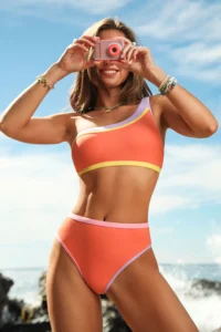 Cupshe Creamsicle Colorblock Bikini Set stylish summer colorblock swimsuit for women